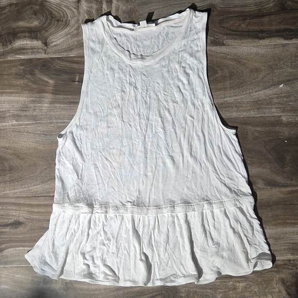 Wilfred Tops - Wilfred White Ruffle Hem Tank Top